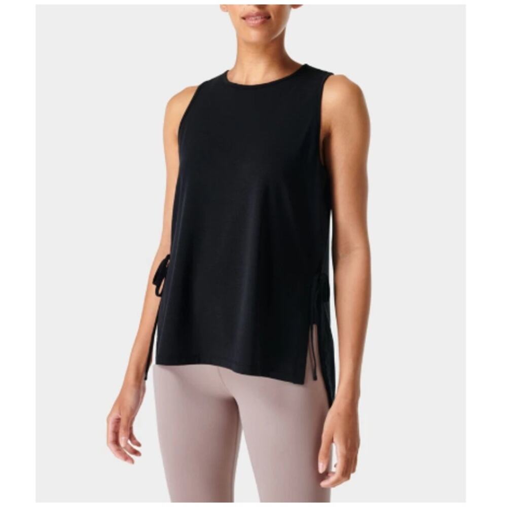 SWEATY BETTY Women's Black Tie Side Yoga Tank Top Size XS